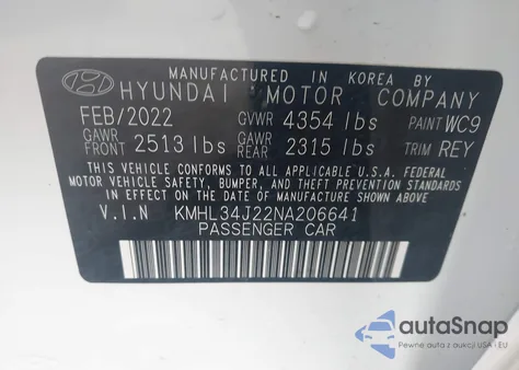 2022 Hyundai Sonata Limited from USA, damaged, VIN KMHL34J22NA206641